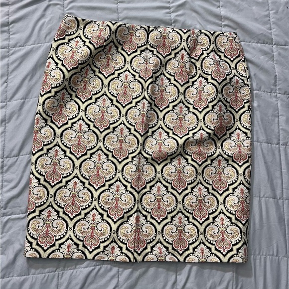 New Talbots Damask brocade Gold Ivory Pink Black Pencil Skirt 18 - Picture 3 of 6